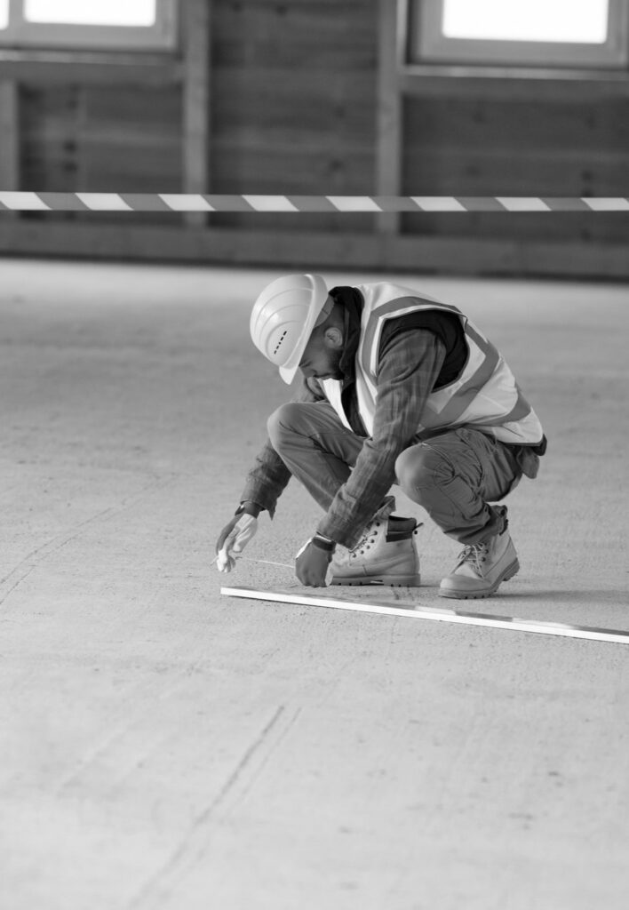 measuring floor under construction
