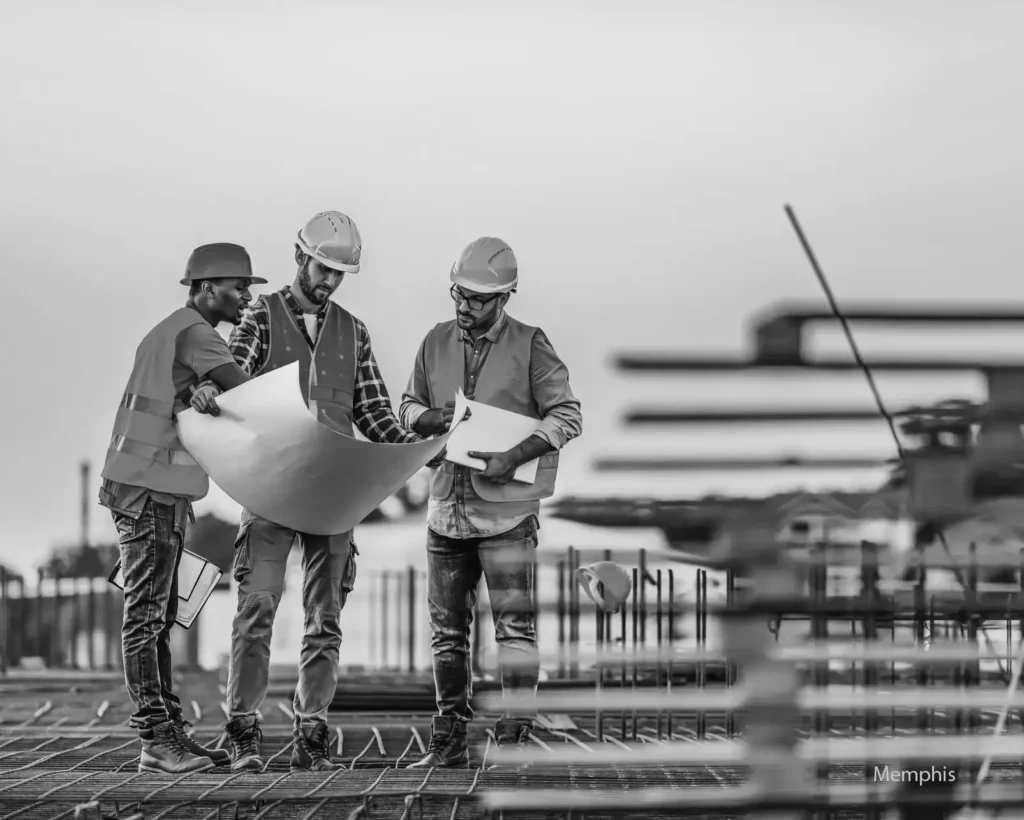 construction workers building onsite Memphis