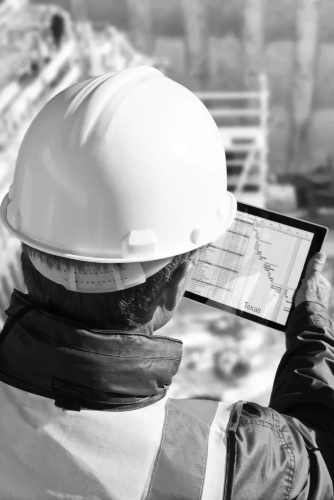 architect checking project leads Texas