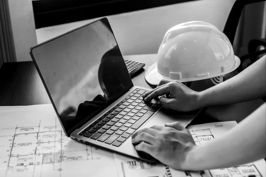 engineer house plan laptop Texas